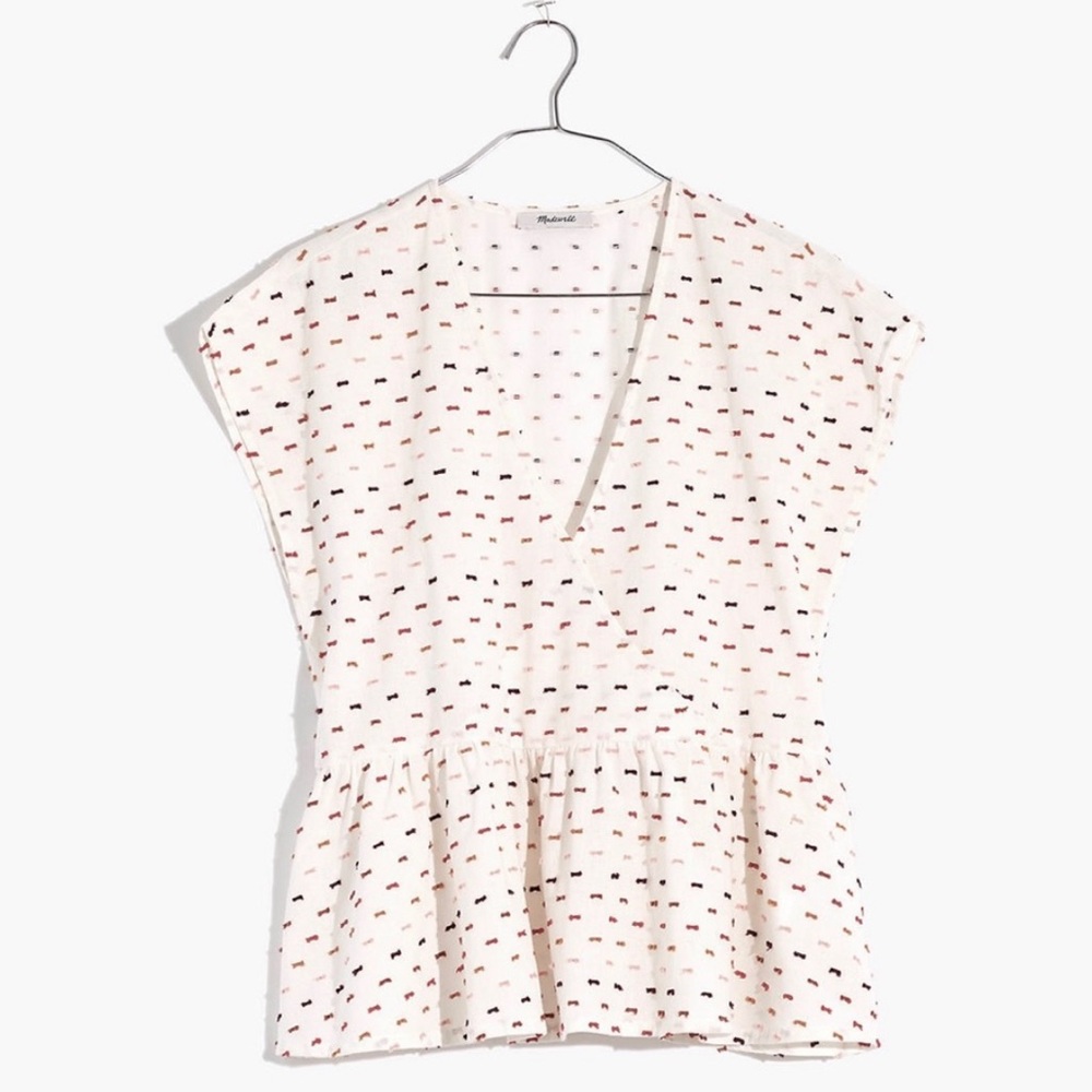 Madewell Crossover Peplum Top in Multi Clipdot